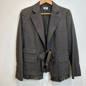 Philosophy Alberta Ferretti Herringbone Menswear Inspired Blazer with Bow Grey
